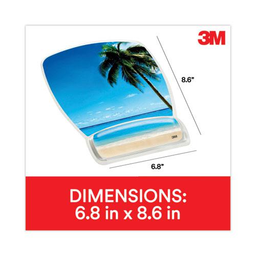 Fun Design Clear Gel Mouse Pad with Wrist Rest, 6.8 x 8.6, Beach Design. Picture 2