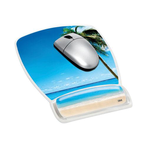 Fun Design Clear Gel Mouse Pad with Wrist Rest, 6.8 x 8.6, Beach Design. Picture 8