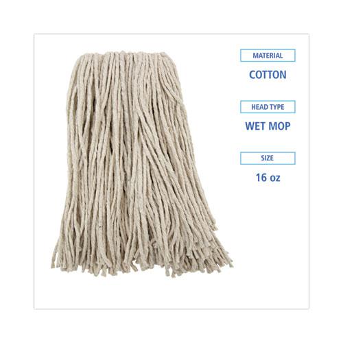 Premium Cut-End Wet Mop Heads, Cotton, 16oz, White, 12/Carton. Picture 2