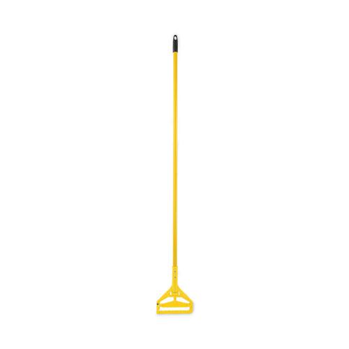 Looped End Mop Kit, Medium Blue Cotton/Rayon/Synthetic Head, 60" Yellow Metal/Polypropylene Handle. Picture 8