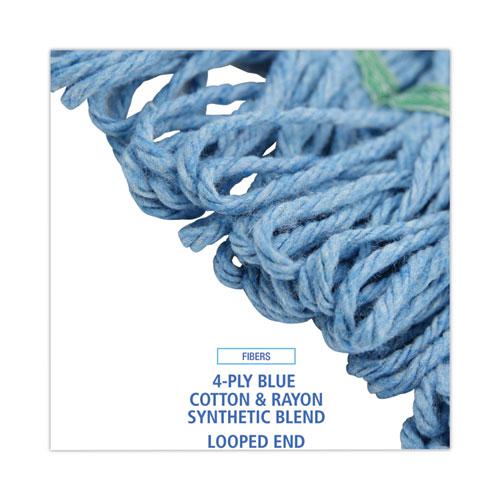 Mop Head, Premium Standard Head, Cotton/Rayon Fiber, Medium, Blue, 12/Carton. Picture 4