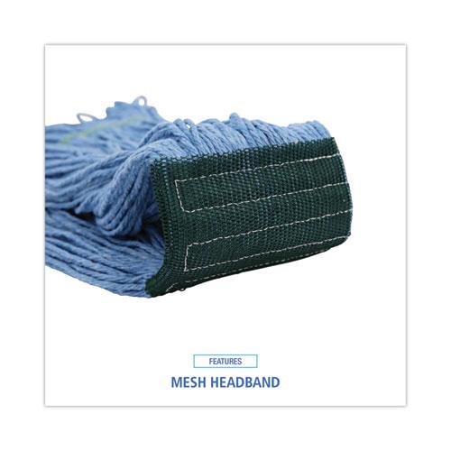 Mop Head, Premium Standard Head, Cotton/Rayon Fiber, Medium, Blue, 12/Carton. Picture 6