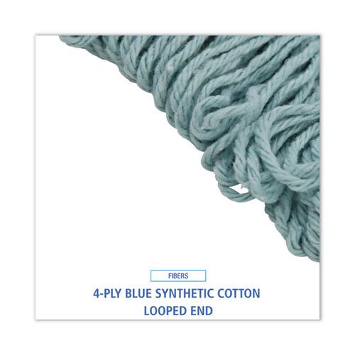 EchoMop with Looped-End Wet Head, Synthetic/Cotton, Medium, Blue, 12/Carton. Picture 4