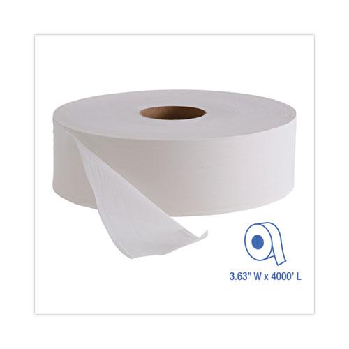 JRT Bath Tissue, Jumbo, Septic Safe, 1-Ply, White, 3.5" x 4,000 ft, 6/Carton. Picture 2