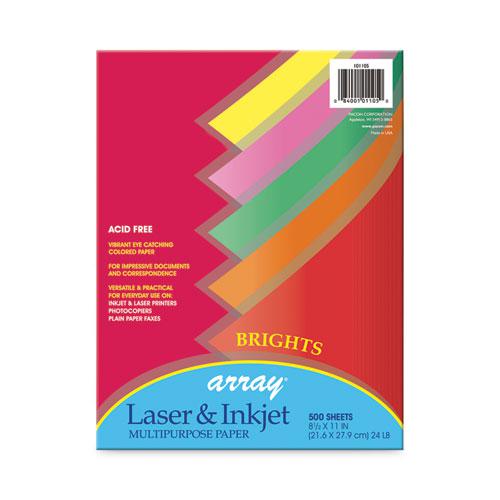 Array Colored Bond Paper, 24 lb Bond Weight, 8.5 x 11, Assorted Bright Colors, 500/Ream. Picture 1
