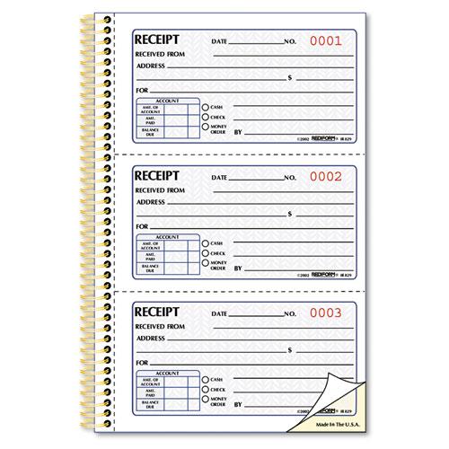 Gold Standard Money Receipt Book, Two-Part Carbonless, 5 x 2.75, 3 Forms/Sheet, 225 Forms Total. Picture 1