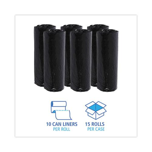 Low-Density Waste Can Liners, 16 gal, 1 mil, 24 x 32, Black, 10 Bags/Roll, 15 Rolls/Carton. Picture 3