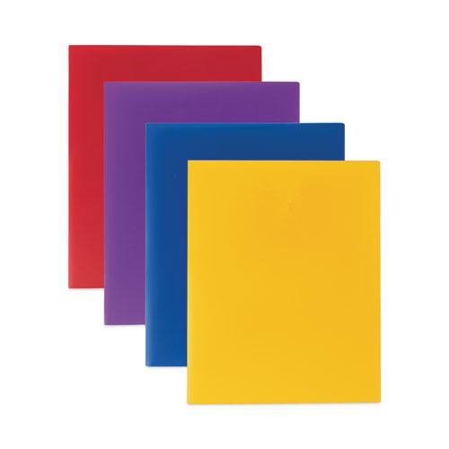 Two-Pocket Heavyweight Poly Portfolio Folder, 11 x 8.5, Yellow, 25/Box. Picture 5