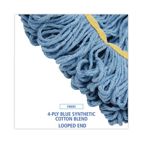 Super Loop Wet Mop Head, Cotton/Synthetic Fiber, 5" Headband, Small Size, Blue, 12/Carton. Picture 4