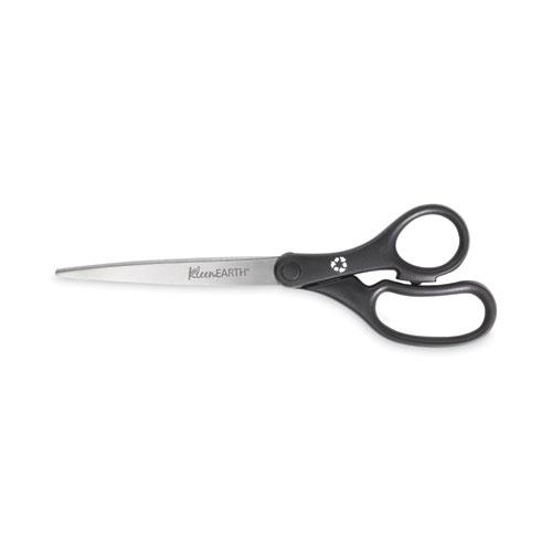 KleenEarth Basic Plastic Handle Scissors, 9" Long, 4.25" Cut Length, Black Straight Handle. Picture 1