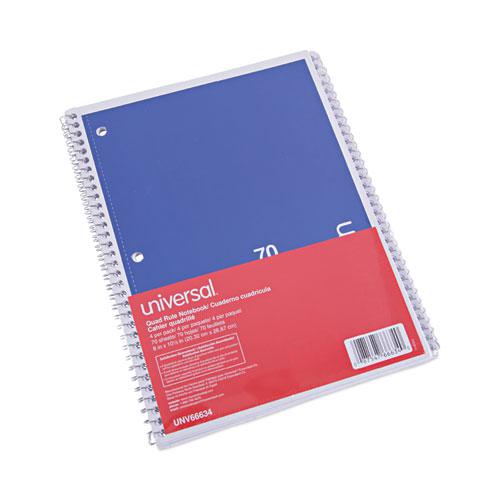 Wirebound Notebook, 1-Subject, Quadrille Rule (4 sq/in), Assorted Cover Colors, (70) 10.5 x 8 Sheets, 4/Pack. Picture 1