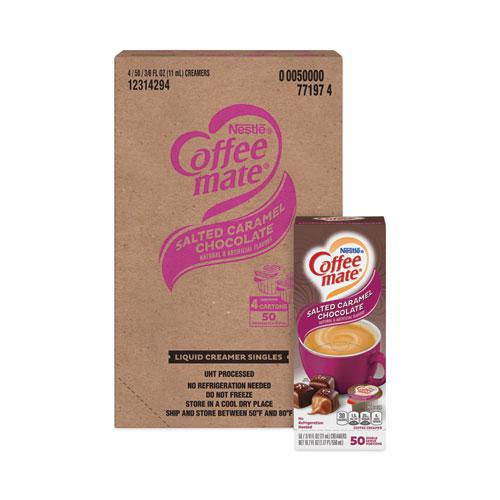 Liquid Coffee Creamer, Salted Caramel Chocolate, 0.38 oz Mini Cups, 50/Box, 4 Boxes/Carton, 200 Total/Carton. Picture 1