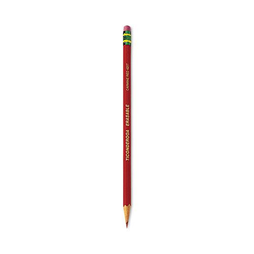 Erasable Colored Pencils, 2.6 mm, 2B, Carmine Red Lead, Carmine Red Barrel, Dozen. Picture 1