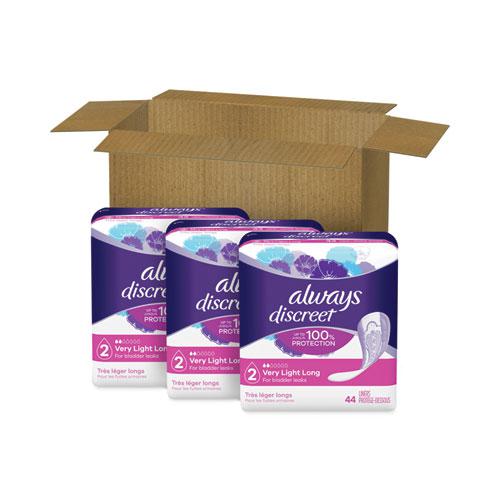 Discreet Incontinence Liners, Very Light Absorbency, Long, 44/Pack, 3 Packs/Carton. Picture 1