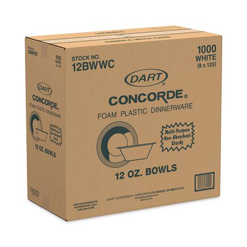 Concorde Non-Laminated Foam Bowl, 12 oz, White, 125/Pack, 8 Packs/Carton. Picture 4