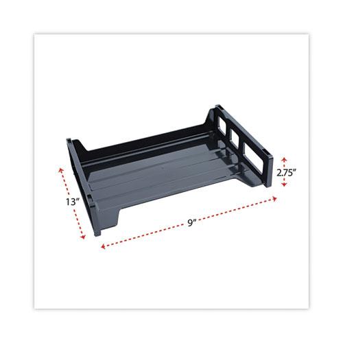 Recycled Plastic Side Load Desk Trays, 2 Sections, Letter Size Files, 13" x 9" x 2.75", Black. Picture 2