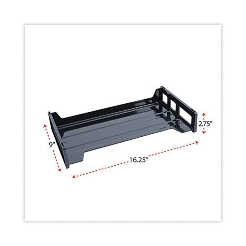 Recycled Plastic Side Load Desk Trays, 2 Sections, Legal Size Files, 16.25" x 9" x 2.75", Black. Picture 2