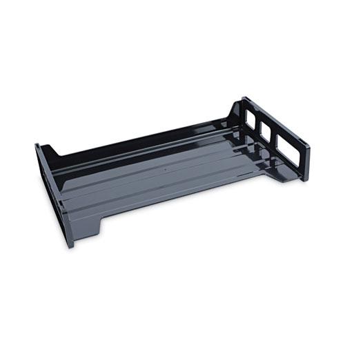 Recycled Plastic Side Load Desk Trays, 2 Sections, Legal Size Files, 16.25" x 9" x 2.75", Black. Picture 7