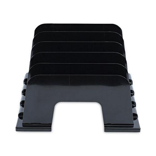 Recycled Plastic Incline Sorter, 5 Sections, Letter Size Files, 13.25" x 9" x 9", Black. Picture 6