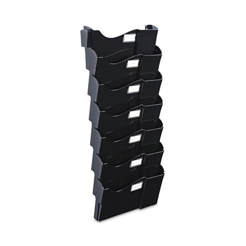 Grande Central Filing System, 7 Sections, Legal/Letter Size, Wall Mount, 16" x 4.75" x 38.25", Black, 7/Pack. Picture 1