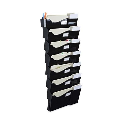 Grande Central Filing System, 7 Sections, Legal/Letter Size, Wall Mount, 16" x 4.75" x 38.25", Black, 7/Pack. Picture 2