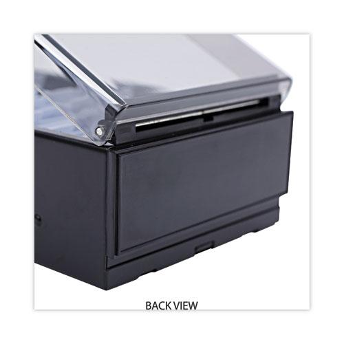 Business Card File, Holds 600 2 x 3.5 Cards, 4.25 x 8.25 x 2.5, Metal/Plastic, Black. Picture 7