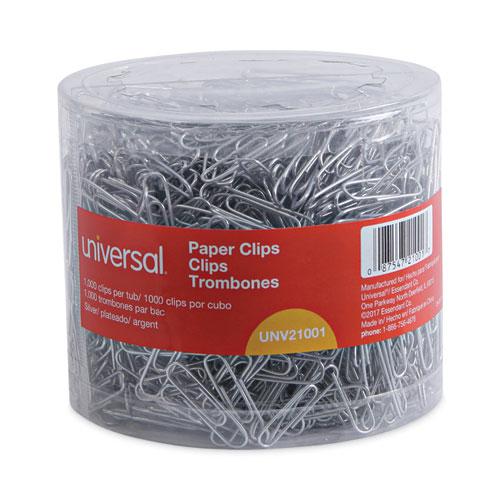 Plastic-Coated Paper Clips with Two-Compartment Dispenser Tub, (750) #2 Clips, (250) Jumbo Clips, Silver. Picture 2