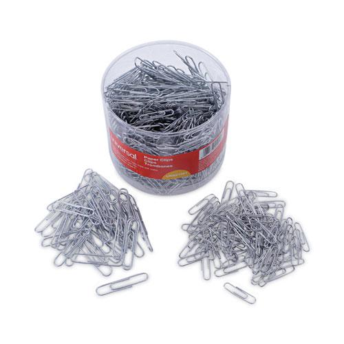 Plastic-Coated Paper Clips with Two-Compartment Dispenser Tub, (750) #2 Clips, (250) Jumbo Clips, Silver. Picture 5