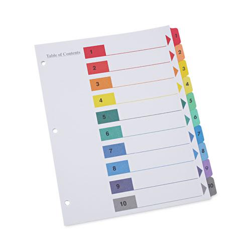 Deluxe Table of Contents Dividers for Printers, 10-Tab, 1 to 10; Table Of Contents, 11 x 8.5, White, 6 Sets. Picture 1