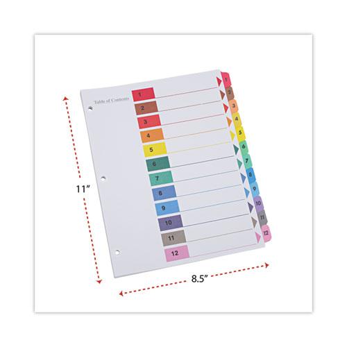 Deluxe Table of Contents Dividers for Printers, 12-Tab, 1 to 12; Table Of Contents, 11 x 8.5, White, 6 Sets. Picture 3
