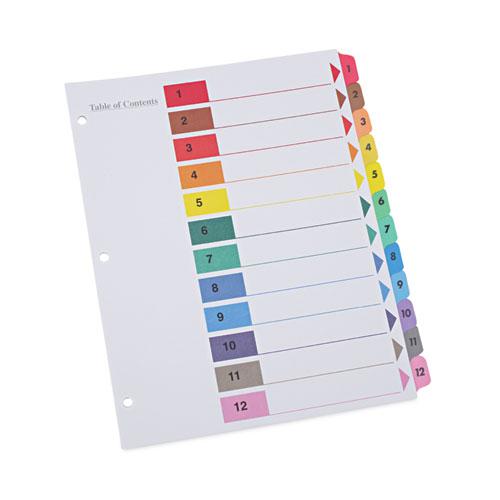 Deluxe Table of Contents Dividers for Printers, 12-Tab, 1 to 12; Table Of Contents, 11 x 8.5, White, 6 Sets. Picture 1