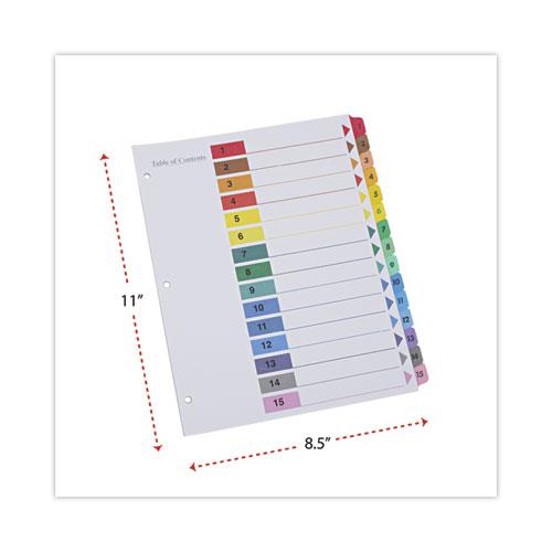 Deluxe Table of Contents Dividers for Printers, 15-Tab, 1 to 15; Table Of Contents, 11 x 8.5, White, 6 Sets. Picture 3
