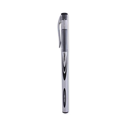 Gel Pen, Stick, Medium 0.7 mm, Black Ink, Silver/Black Barrel, Dozen. Picture 1