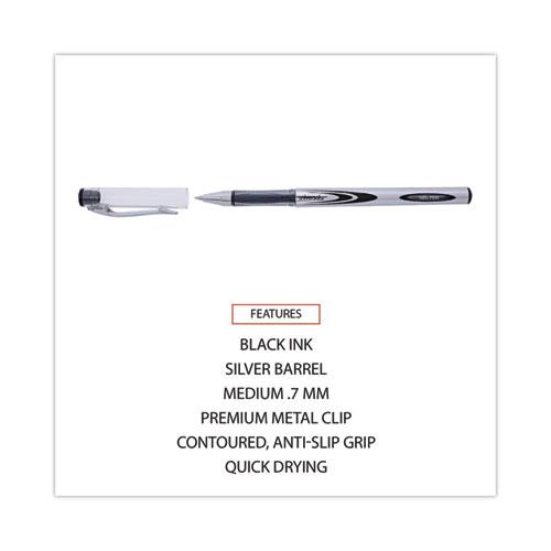 Gel Pen, Stick, Medium 0.7 mm, Black Ink, Silver/Black Barrel, Dozen. Picture 3