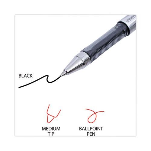 Gel Pen, Stick, Medium 0.7 mm, Black Ink, Silver/Black Barrel, Dozen. Picture 4