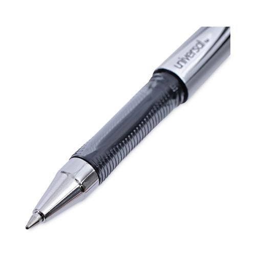 Gel Pen, Stick, Medium 0.7 mm, Black Ink, Silver/Black Barrel, Dozen. Picture 7