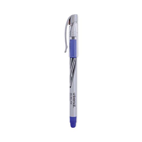 Gel Pen, Stick, Medium 0.7 mm, Blue Ink, Silver/Blue Barrel, Dozen. Picture 1