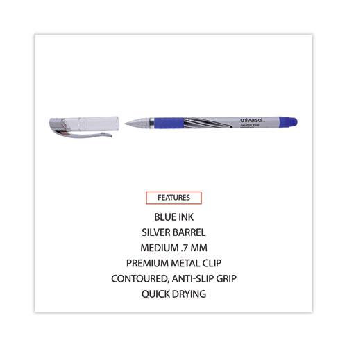 Gel Pen, Stick, Medium 0.7 mm, Blue Ink, Silver/Blue Barrel, Dozen. Picture 3