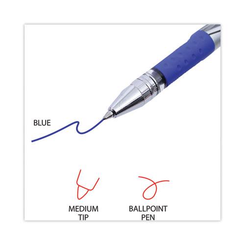 Gel Pen, Stick, Medium 0.7 mm, Blue Ink, Silver/Blue Barrel, Dozen. Picture 4