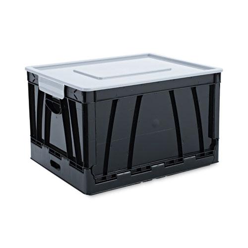 Collapsible Crate, Letter/Legal Files, 17.25" x 14.25" x 10.5", Black/Gray, 2/Pack. Picture 1