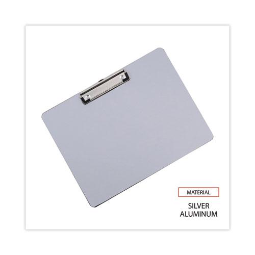 Plastic Brushed Aluminum Clipboard, Landscape Orientation, 0.5" Clip Capacity, Holds 11 x 8.5 Sheets, Silver. Picture 4