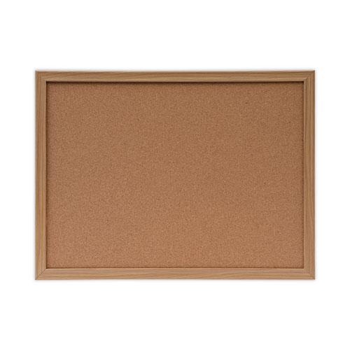 Cork Board with Oak Style Frame, 24 x 18, Tan Surface. Picture 1