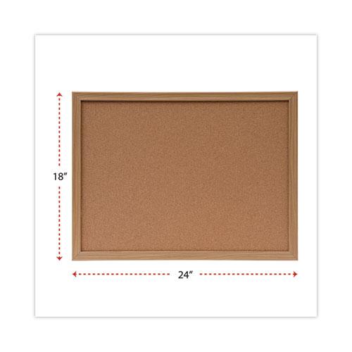 Cork Board with Oak Style Frame, 24 x 18, Tan Surface. Picture 2