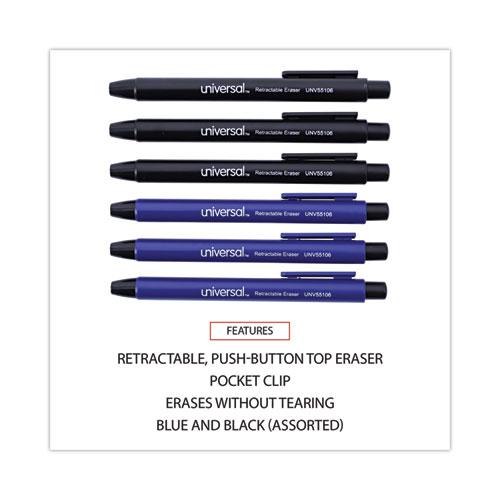 Pen-Style Retractable Eraser, For Pencil Marks, White Eraser, Assorted Barrel Colors, 6/Pack. Picture 4