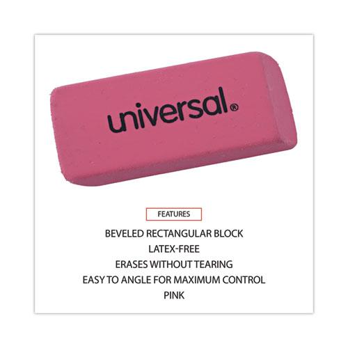 Bevel Block Erasers, For Pencil Marks, Rectangular Block, Small, Pink, 20/Pack. Picture 4
