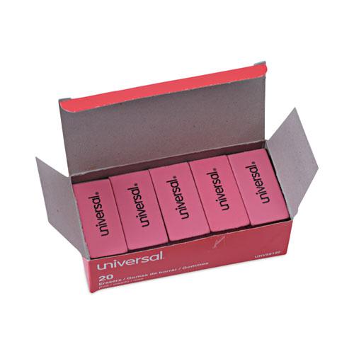 Bevel Block Erasers, For Pencil Marks, Rectangular Block, Small, Pink, 20/Pack. Picture 8