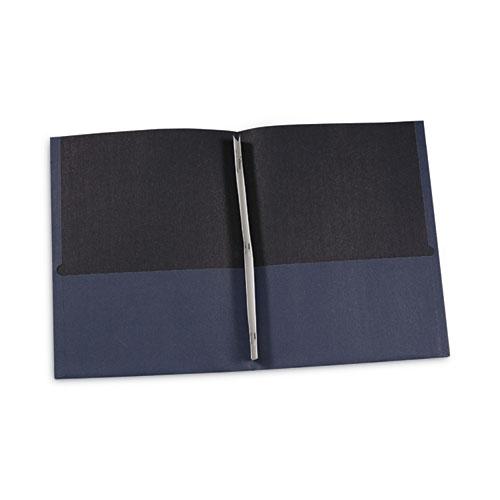 Two-Pocket Portfolios with Tang Fasteners, 0.5" Capacity, 11 x 8.5, Dark Blue, 25/Box. Picture 3