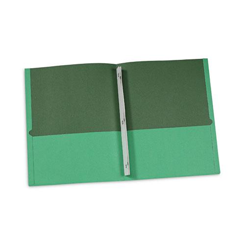 Two-Pocket Portfolios with Tang Fasteners, 0.5" Capacity, 11 x 8.5, Green, 25/Box. Picture 3