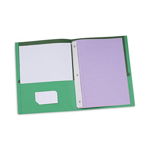 Two-Pocket Portfolios with Tang Fasteners, 0.5" Capacity, 11 x 8.5, Green, 25/Box. Picture 4