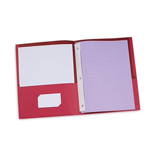 Two-Pocket Portfolios with Tang Fasteners, 0.5" Capacity, 11 x 8.5, Red, 25/Box. Picture 3